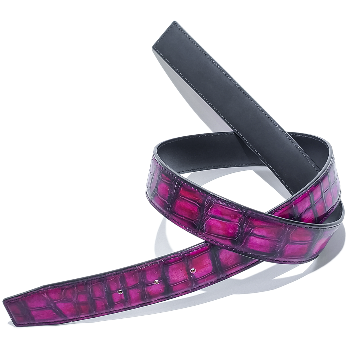 Handmade Genuine Alligator Leather Belt, Red Glossy Natural Texture Fit for Prong Buckle