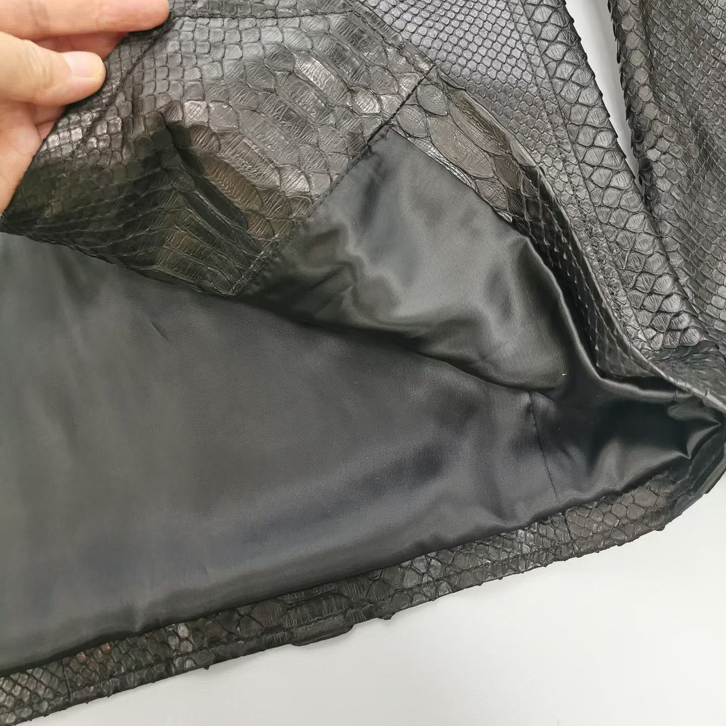 Handmade Genuine Python Leather Jacket, Exotic Texture Zip-Up Style