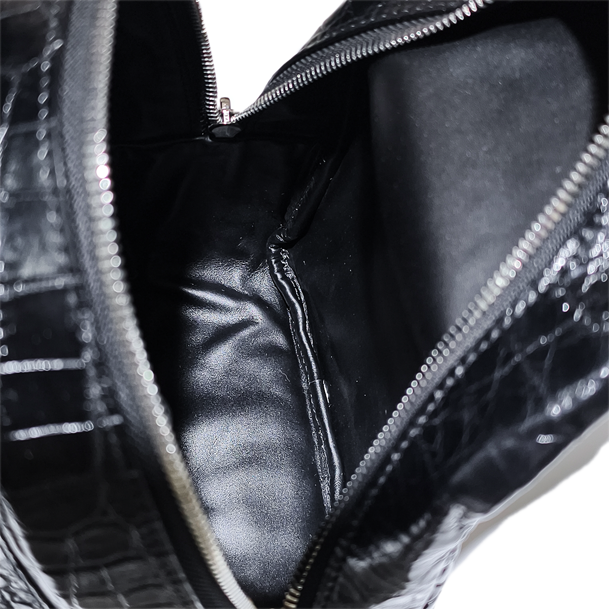 Handmade Genuine Alligator Leather Crossbody Bag, Glossy Black Adjustable Shoulder Strap