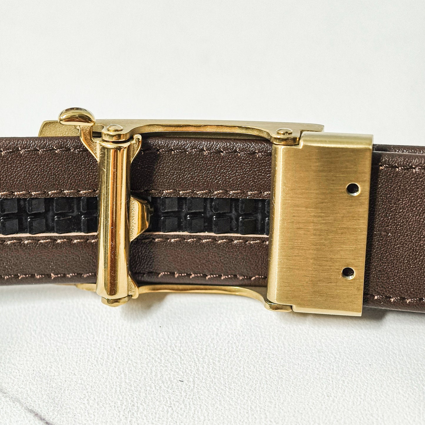 Gem-Embellished Metal Automatic Belt Buckle, Dual-Tone