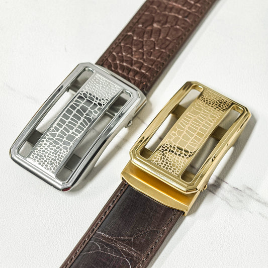 Alligator Embossed Metal Auto Belt Buckle Dual-Tone