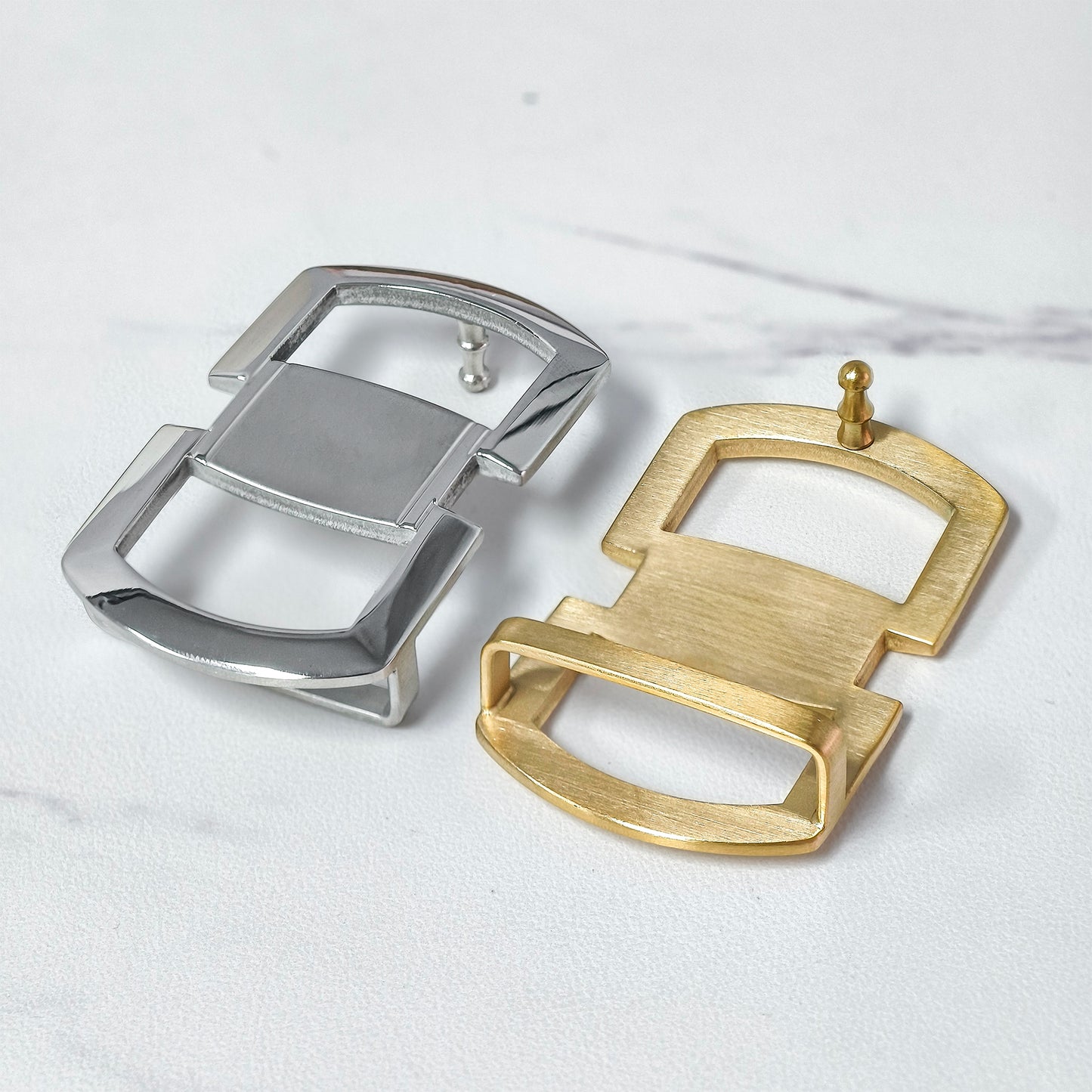 Sleek Geometric Metal Pin Belt Buckle, Dual-Tone