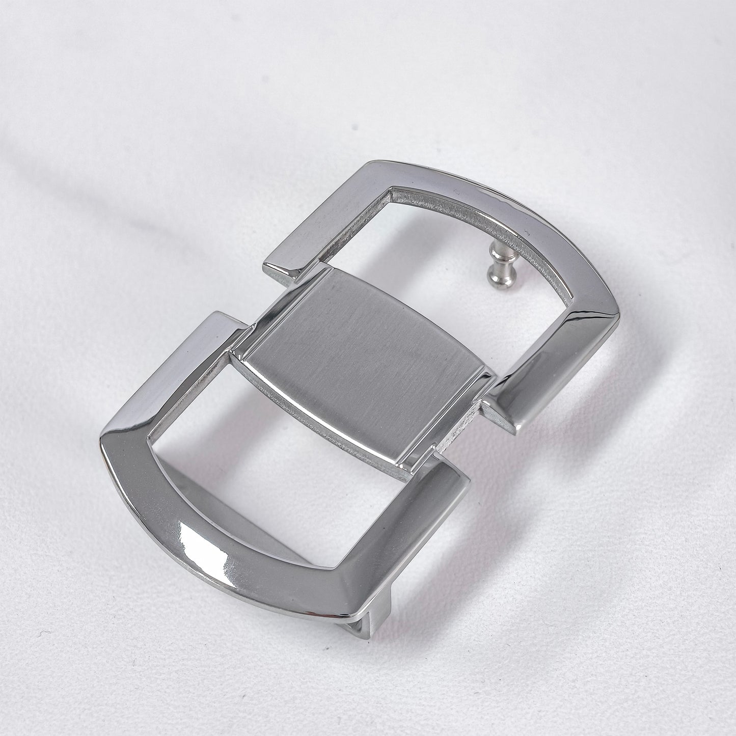 Sleek Geometric Metal Pin Belt Buckle, Dual-Tone