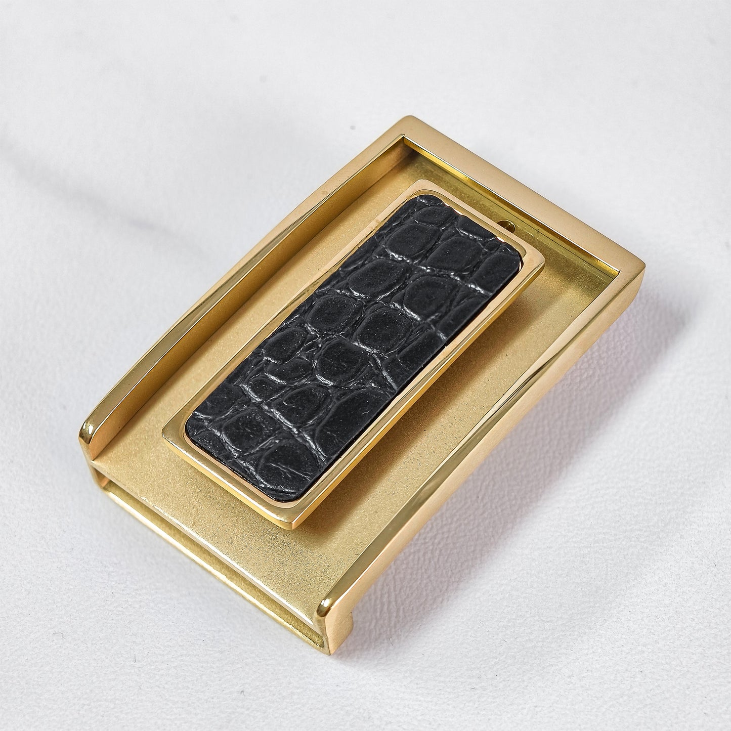 Matching Tone Alligator Inlay Metal Pin Belt Buckle, 6 Style Combinations