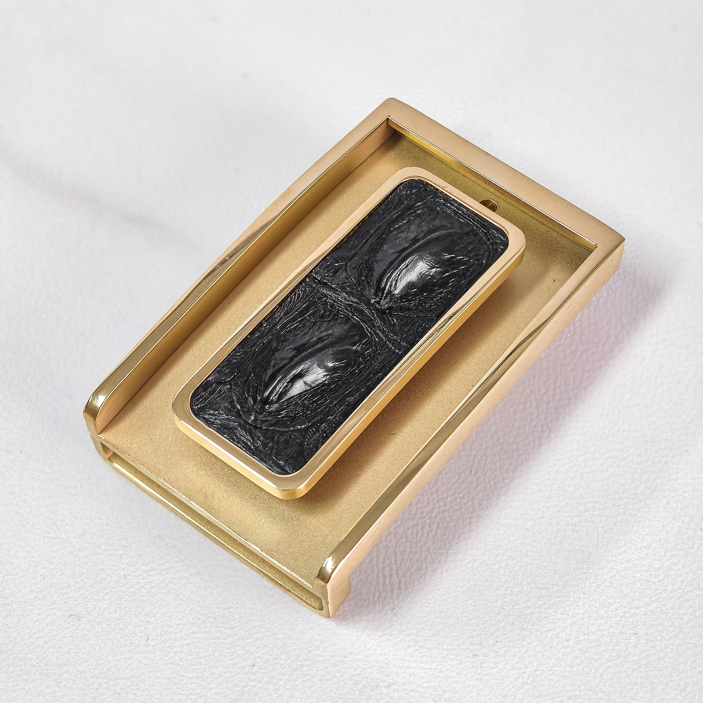 Matching Tone Alligator Inlay Metal Pin Belt Buckle, 6 Style Combinations