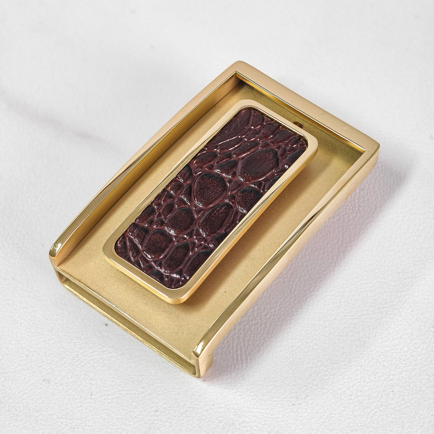 Matching Tone Alligator Inlay Metal Pin Belt Buckle, 6 Style Combinations