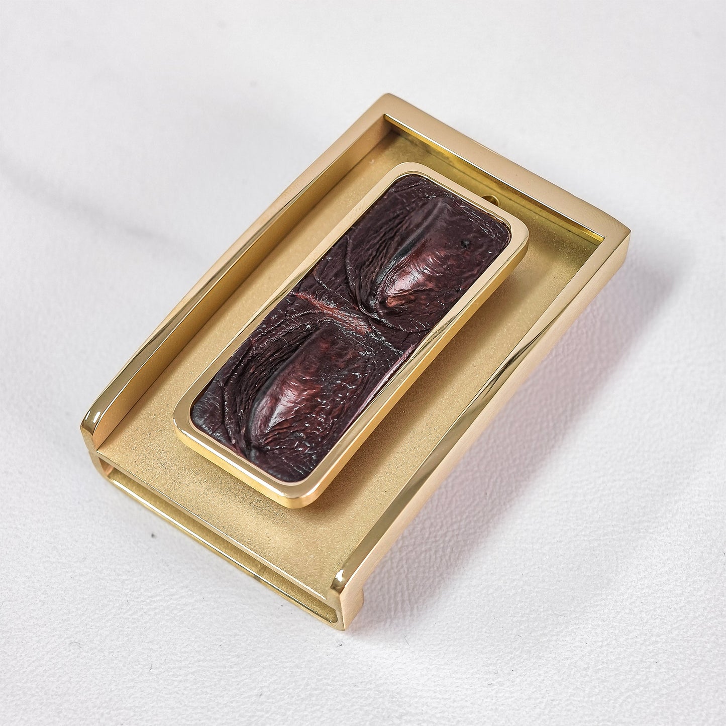 Matching Tone Alligator Inlay Metal Pin Belt Buckle, 6 Style Combinations