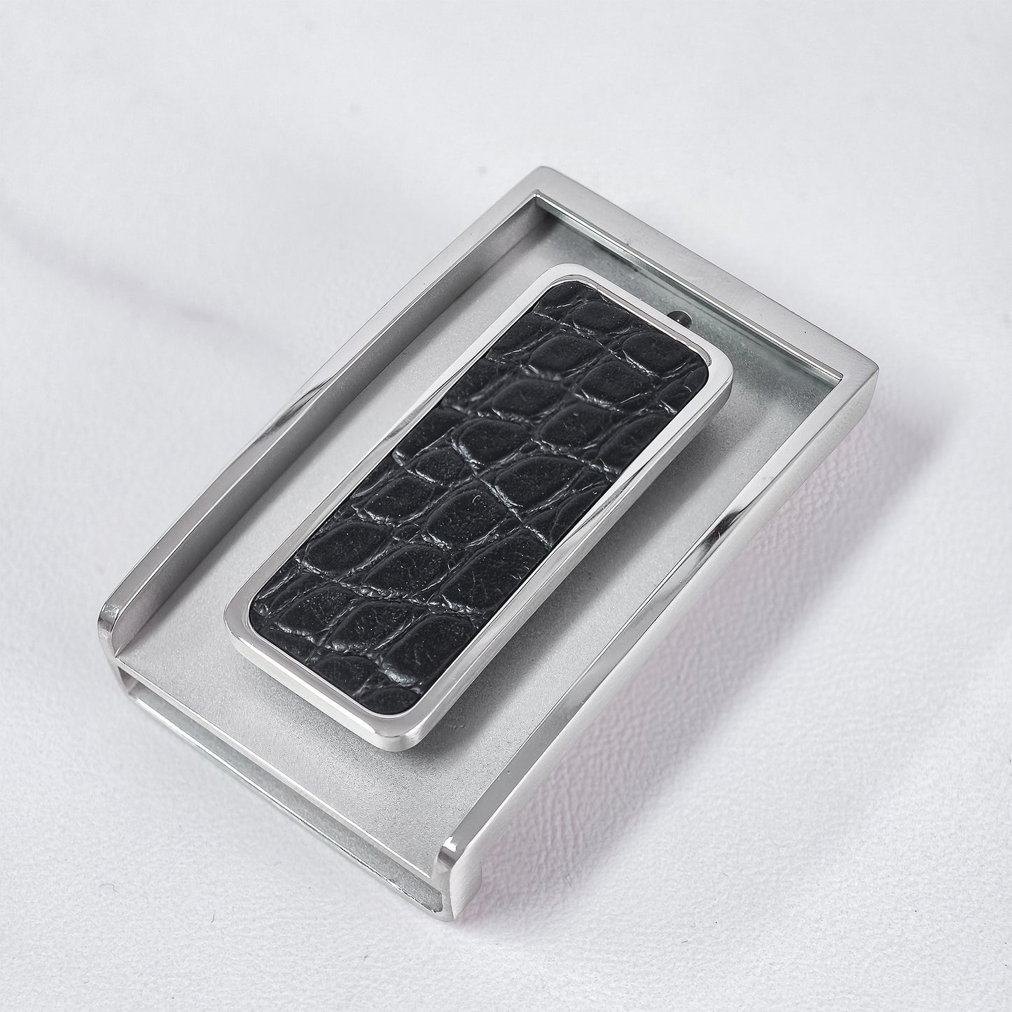 Matching Tone Alligator Inlay Metal Pin Belt Buckle, 6 Style Combinations