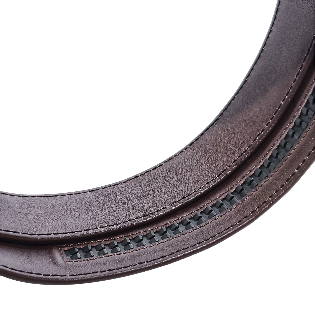 Handmade Genuine Alligator Horn Leather Ratchet Belt, Dark Brown High-Gloss Texture
