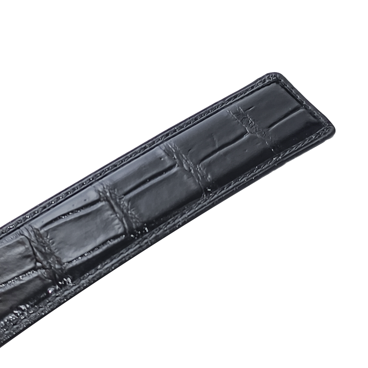 Handmade Genuine Alligator Leather Belt, Black Glossy With Natural Texture Fit for Prong Buckle