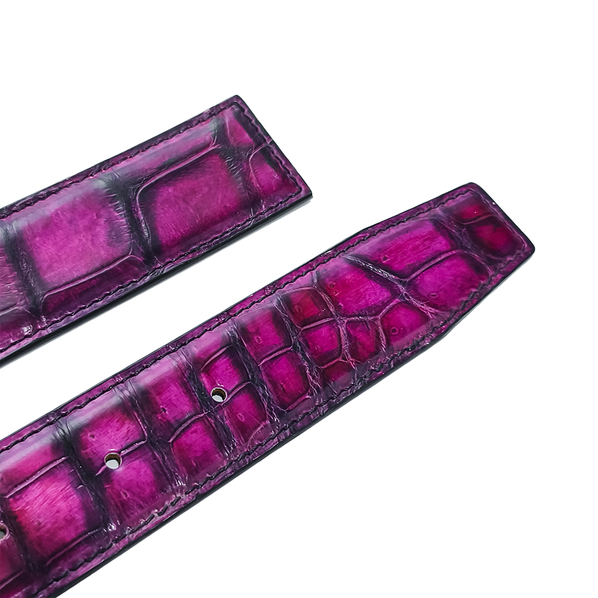 Handmade Genuine Alligator Leather Belt, Red Glossy Natural Texture Fit for Prong Buckle