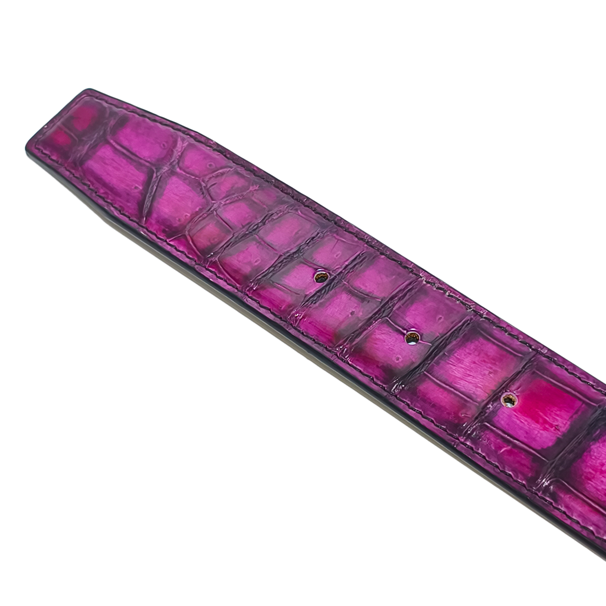 Handmade Genuine Alligator Leather Belt, Red Glossy Natural Texture Fit for Prong Buckle