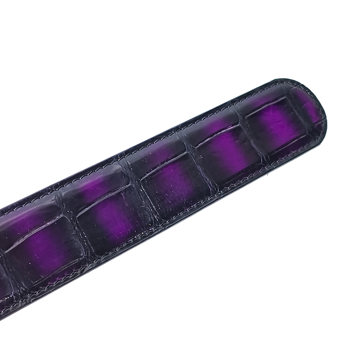 Handmade Genuine Alligator Leather Belt, Purple Glossy Gradient Texture Fit for Prong Buckle