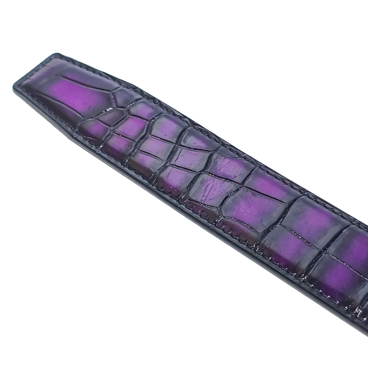 Handmade Genuine Alligator Leather Belt, Purple Glossy Gradient Texture Fit for Prong Buckle