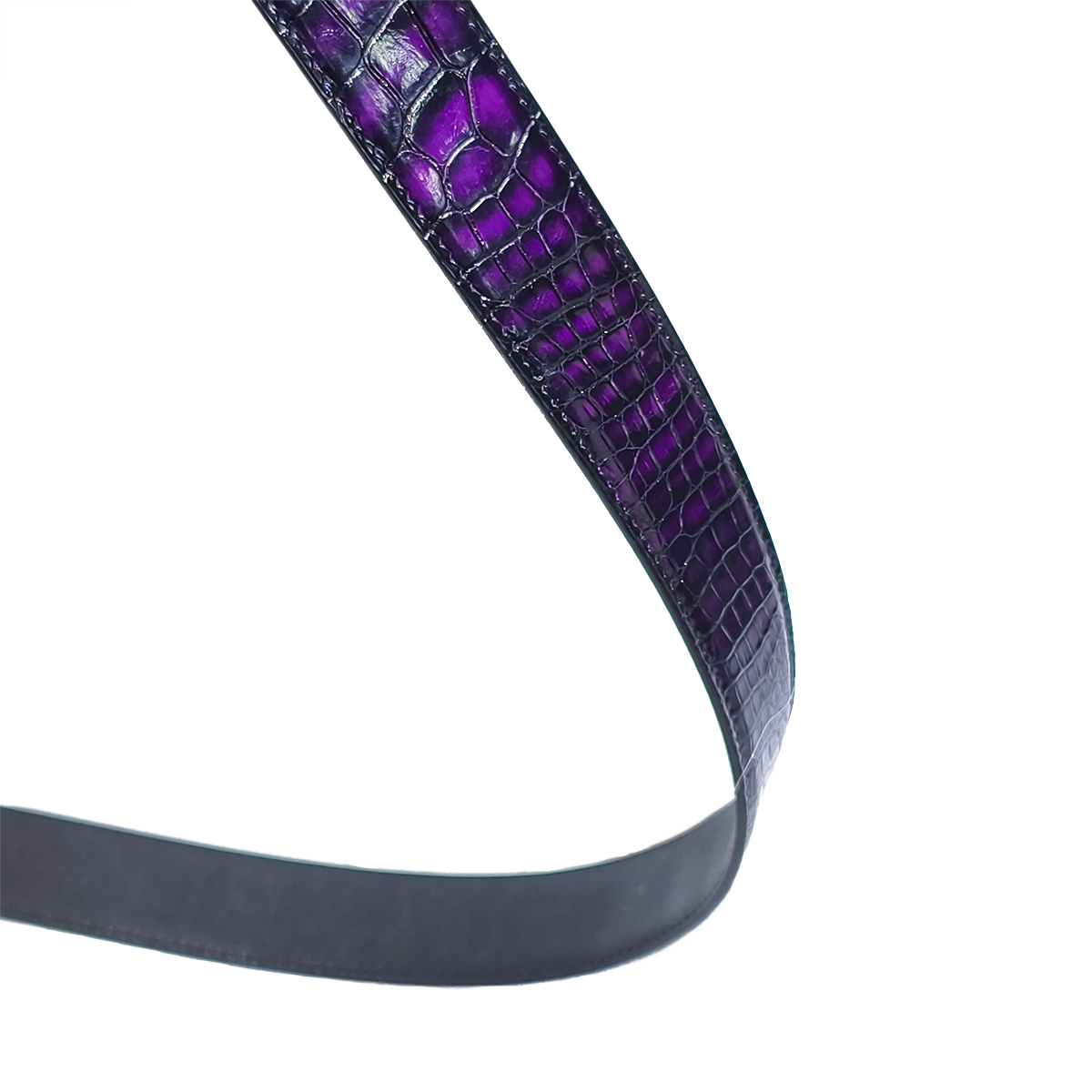 Handmade Genuine Alligator Leather Belt, Purple Glossy Gradient Texture Fit for Prong Buckle