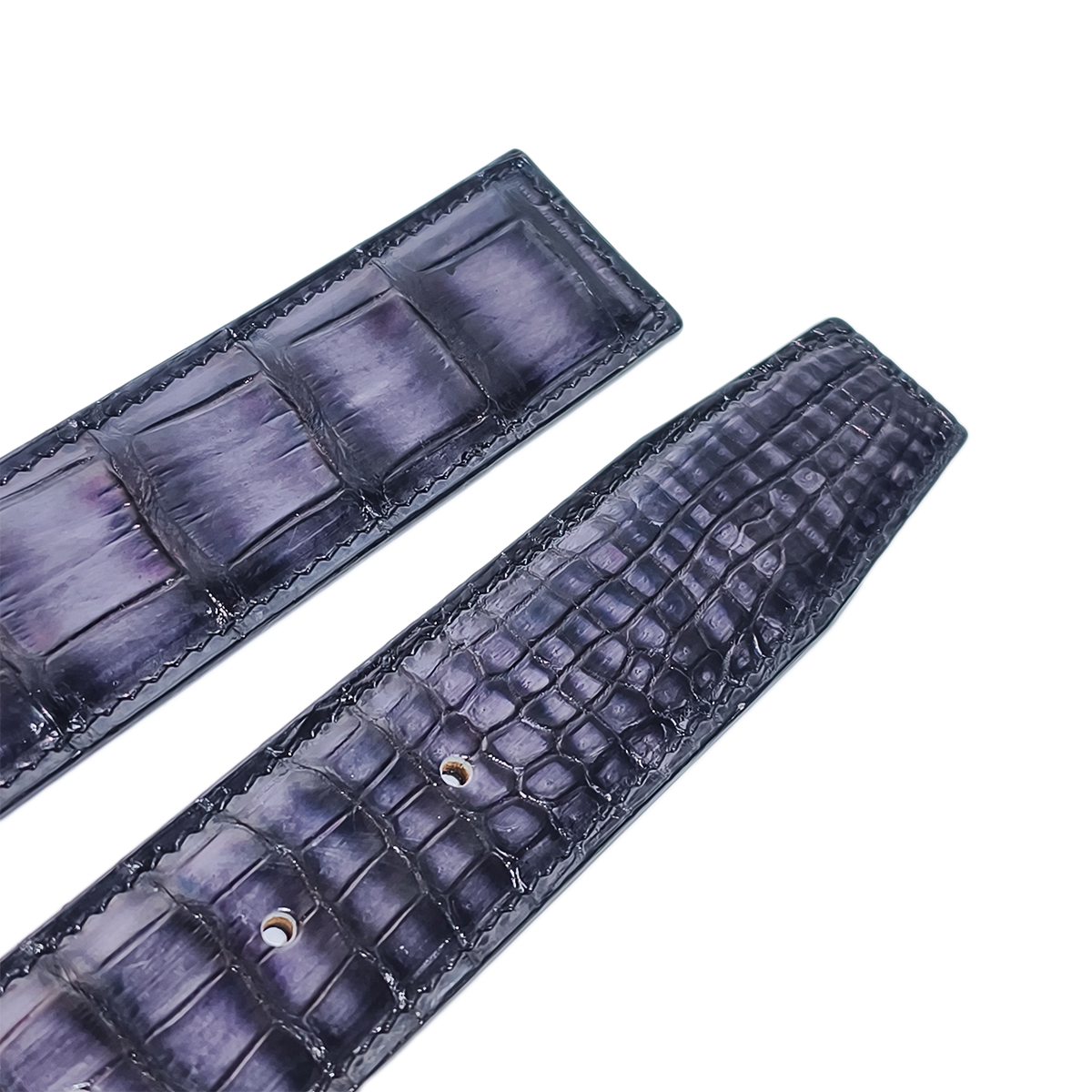Handmade Genuine Alligator Leather Belt, Deep Purple-Black Gradient Texture Fit for Prong Buckle