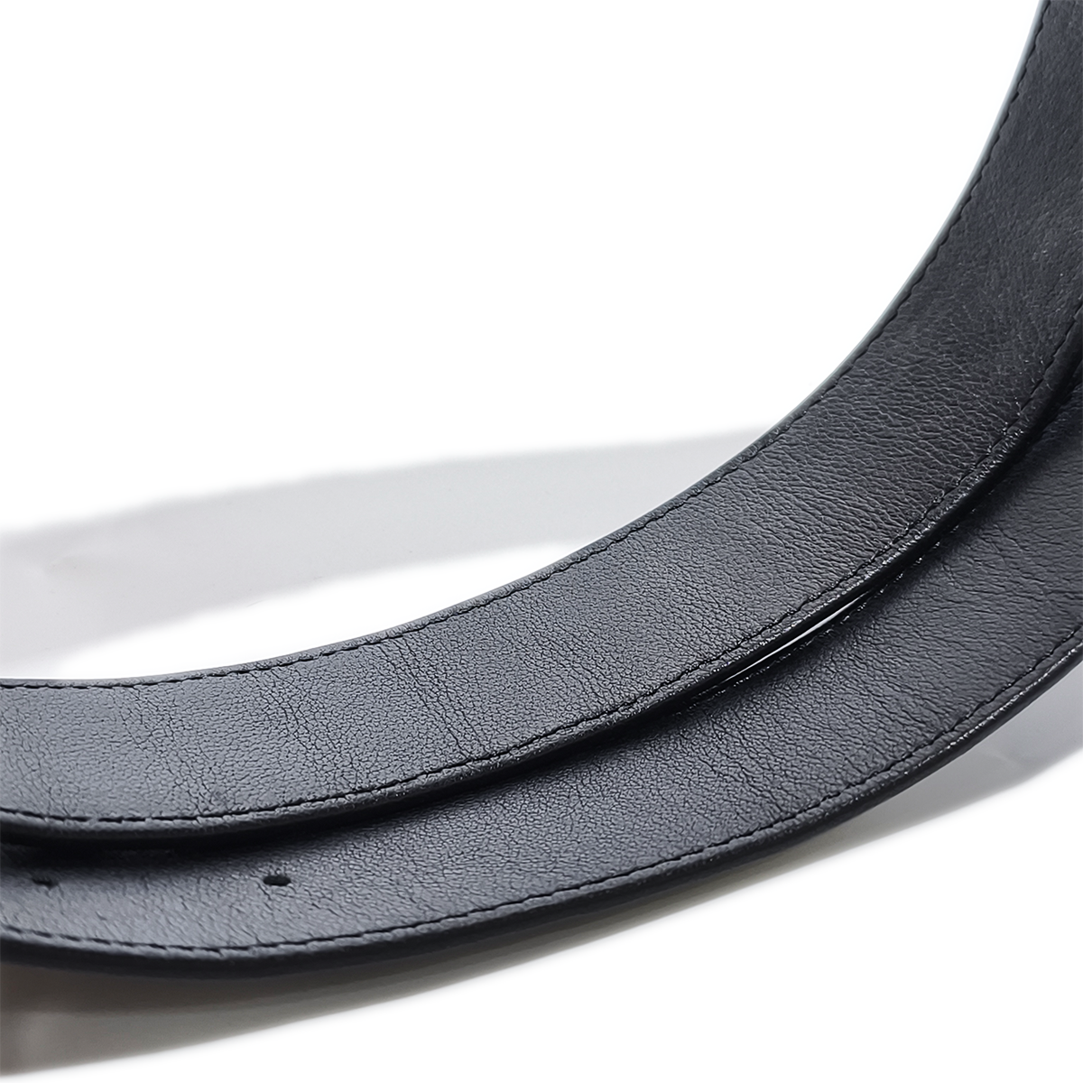 Handmade Genuine Alligator Horn Leather Belt, Black High-Gloss Texture Fit for Prong Buckle