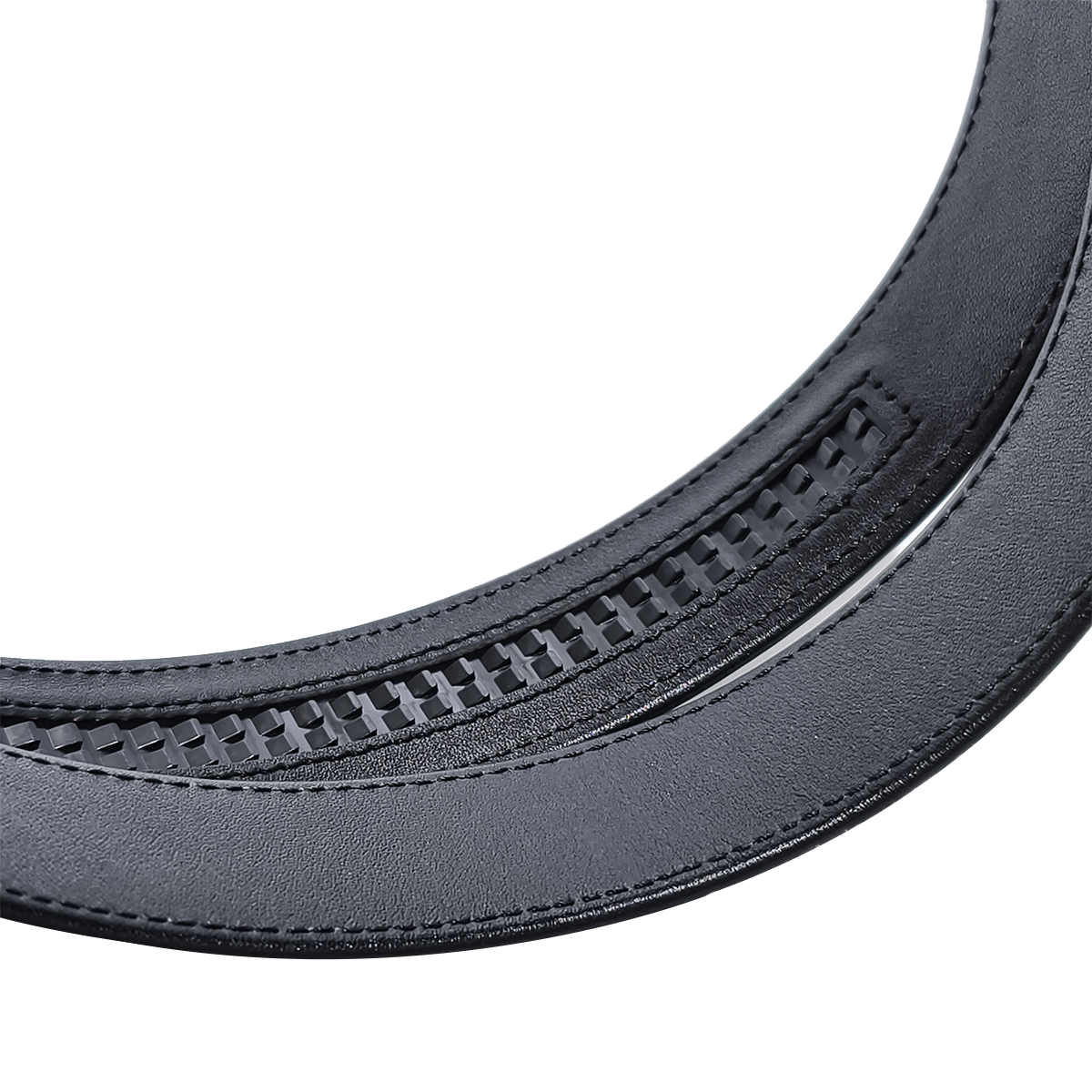 Handmade Genuine Ostrich Leather Ratchet Belt, Black High-Gloss Texture Fit for Ratchet Buckle