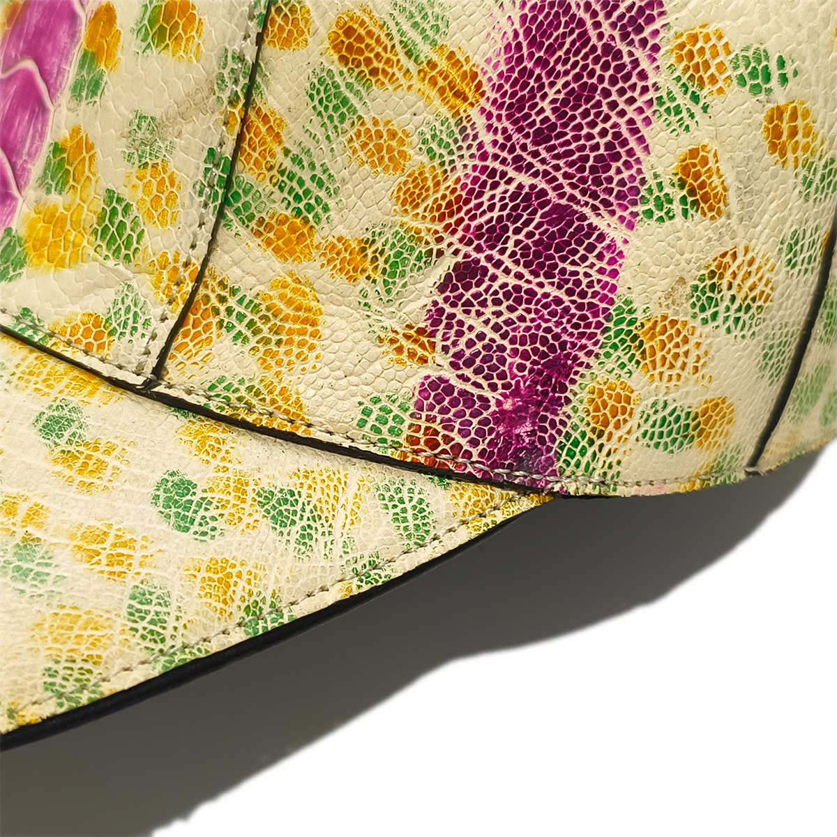 Handmade Genuine Ostrich Leather Cap, Vibrant Multi-Color Adjustable Design