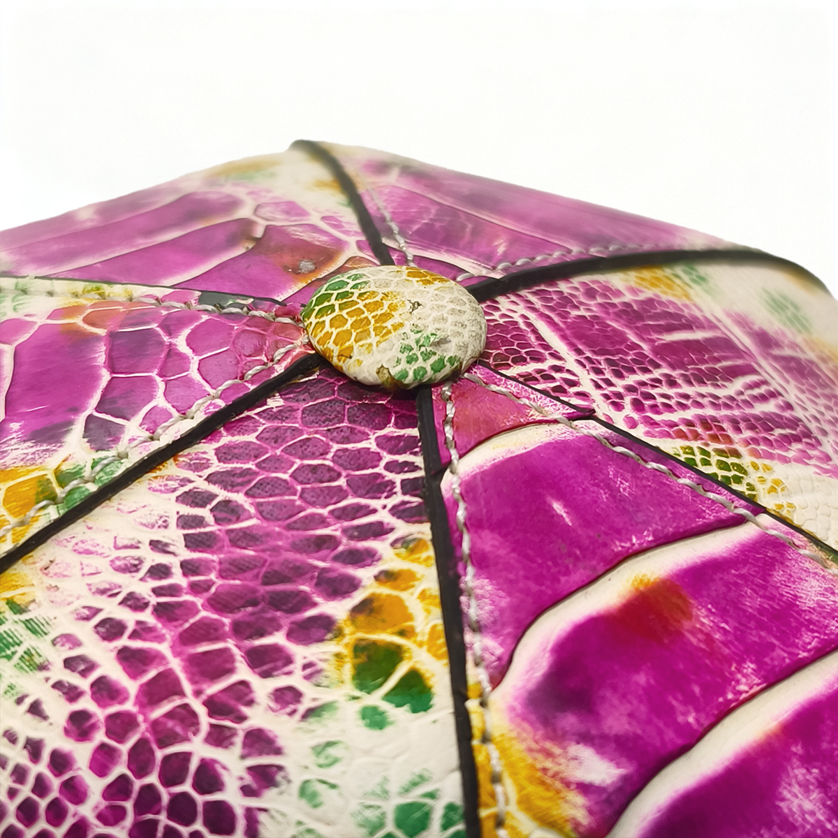 Handmade Genuine Ostrich Leather Cap, Vibrant Multi-Color Adjustable Design