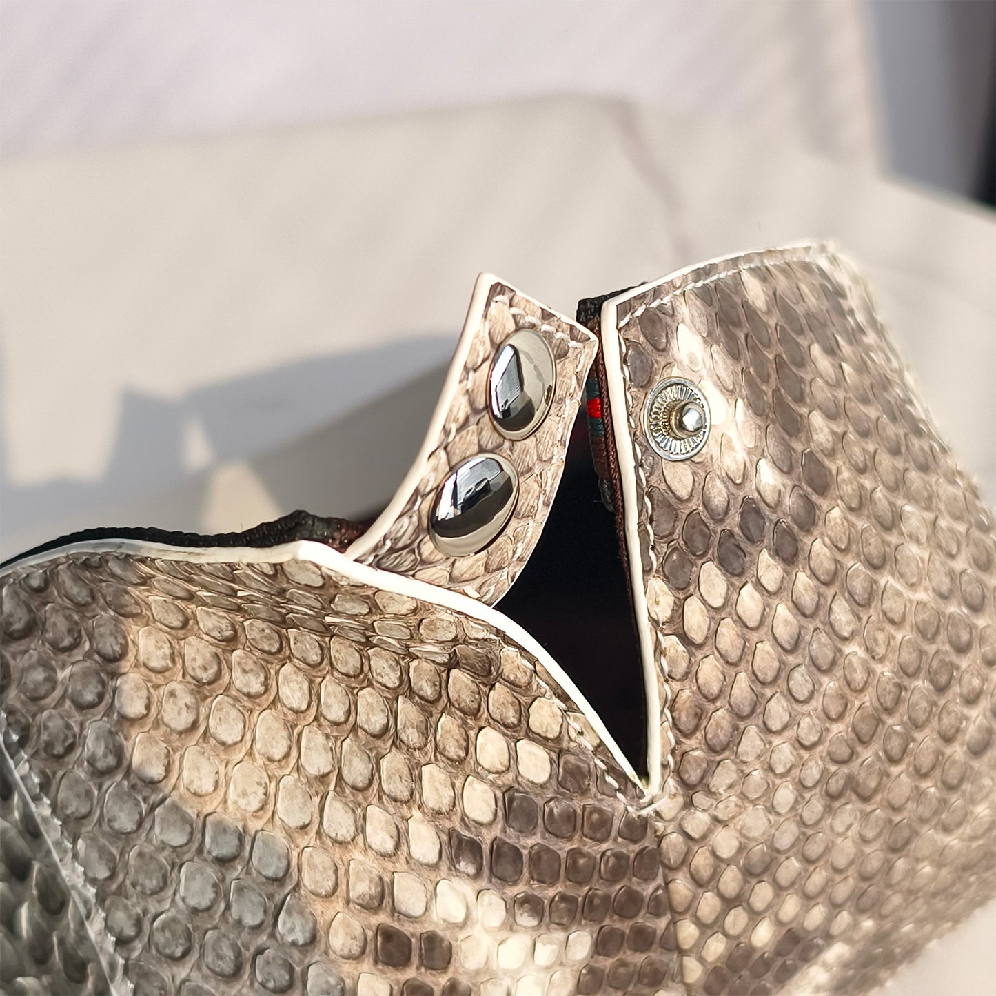 Handmade Genuine Python Leather Beret Cap, Neutral Gradient Texture Adjustable Design