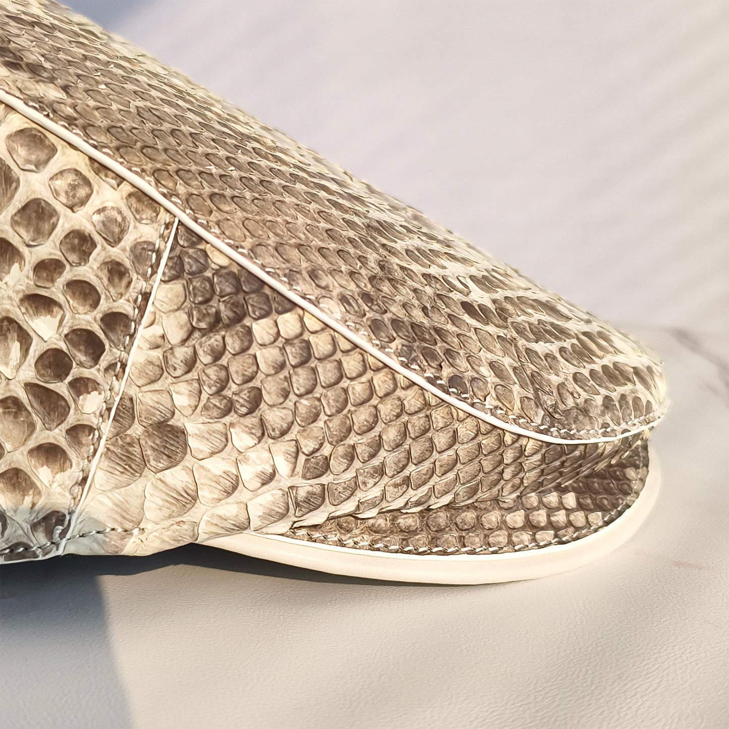 Handmade Genuine Python Leather Beret Cap, Neutral Gradient Texture Adjustable Design