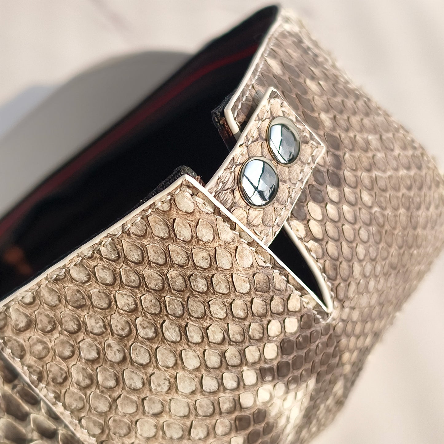 Handmade Genuine Python Leather Beret Cap, Neutral Gradient Texture Adjustable Design