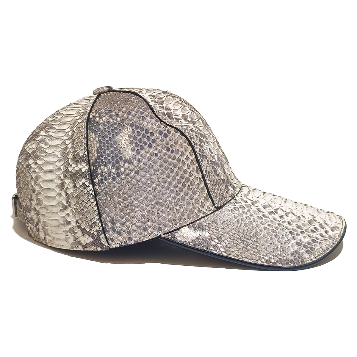 baseball cap-natural hue genuine python leather