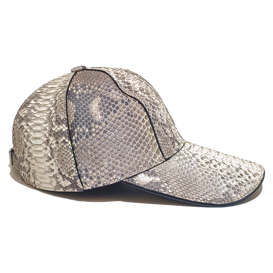 Handmade Genuine Python Leather Cap, Artisanal Adjustable Natural Texture Design