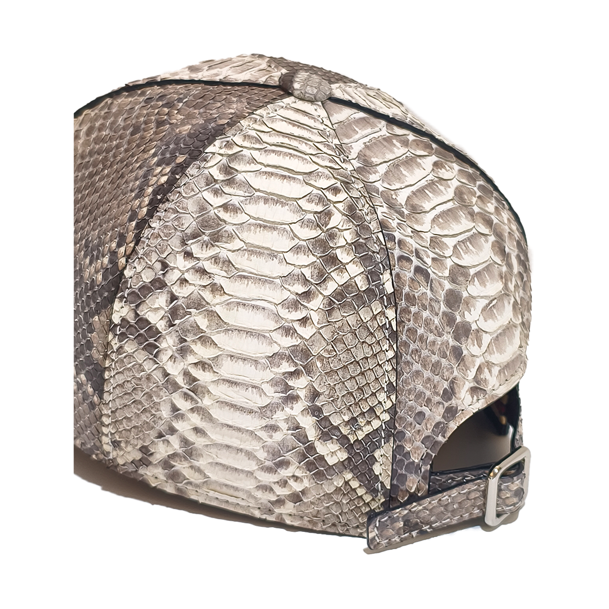 Handmade Genuine Python Leather Cap, Artisanal Adjustable Natural Texture Design