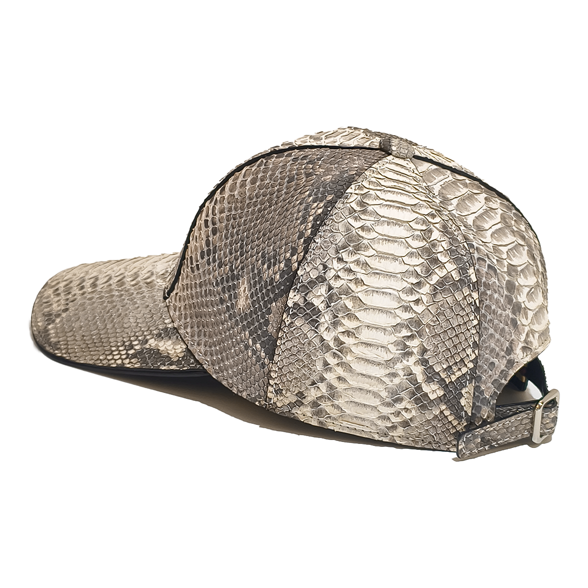 Handmade Genuine Python Leather Cap, Artisanal Adjustable Natural Texture Design