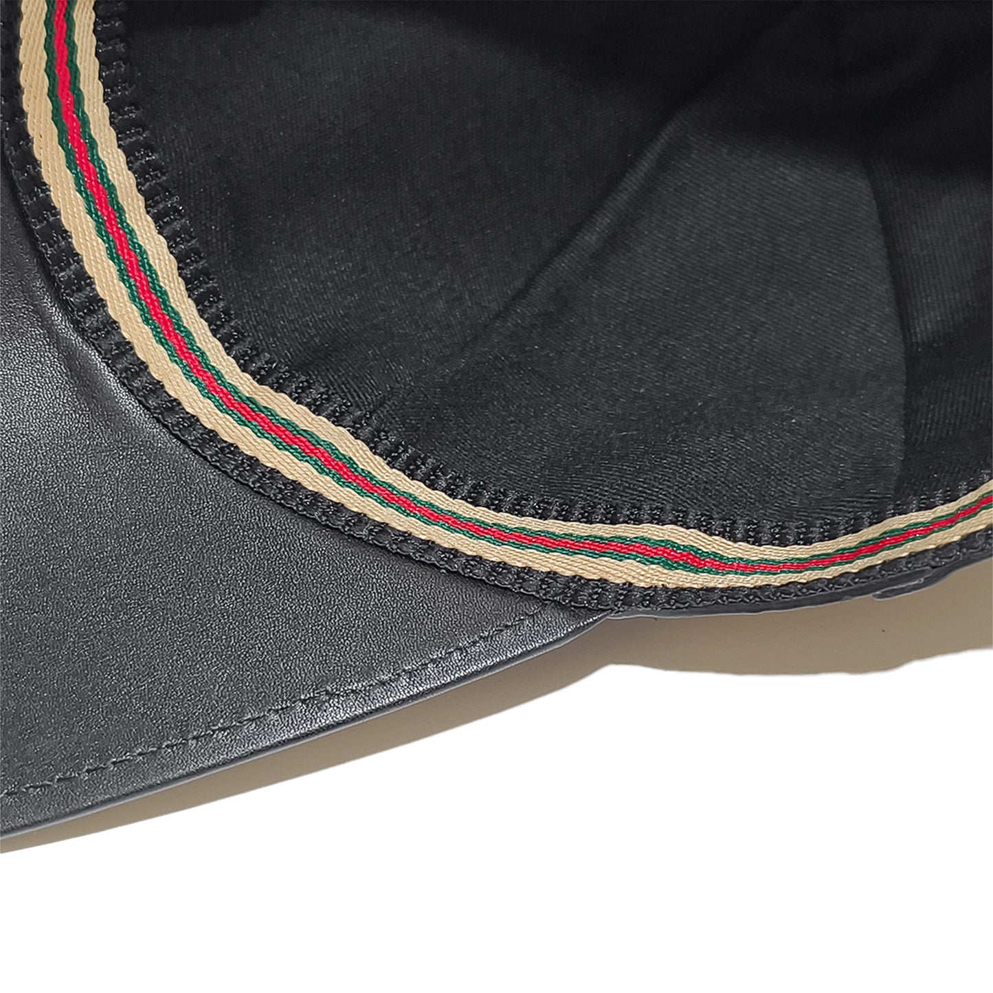 Handmade Genuine Ostrich Leather Cap, Glossy Black Adjustable Design