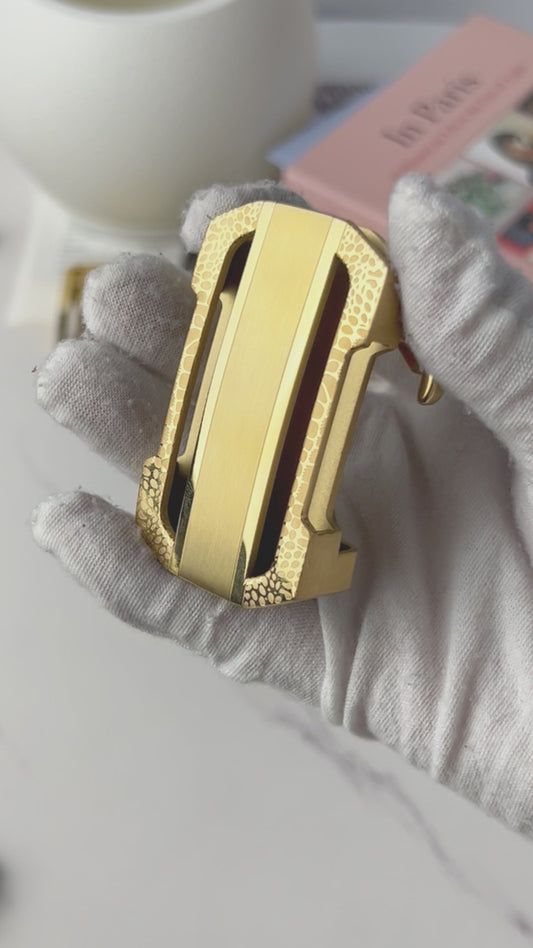 Alligator Embossed Metal Automatic Belt Buckle, Dual-Tone