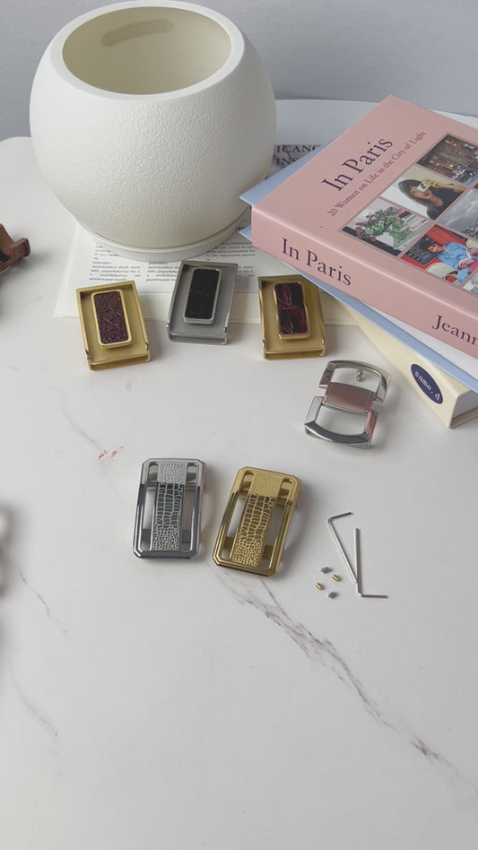 Alligator Embossed Metal Auto Belt Buckle Dual-Tone