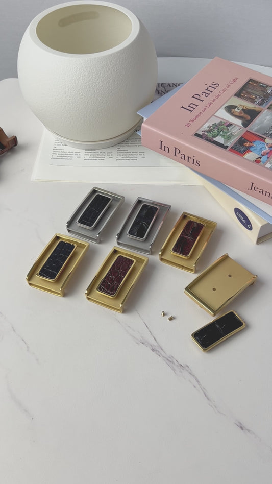 Matching Tone Alligator Inlay Metal Pin Belt Buckle, 6 Style Combinations