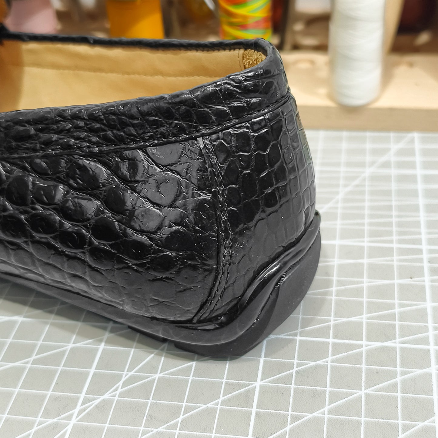 Handmade Genuine Alligator Belly Leather Knot Loafers Shoes, Glossy Black – Effortless Luxury & Daily Versatility