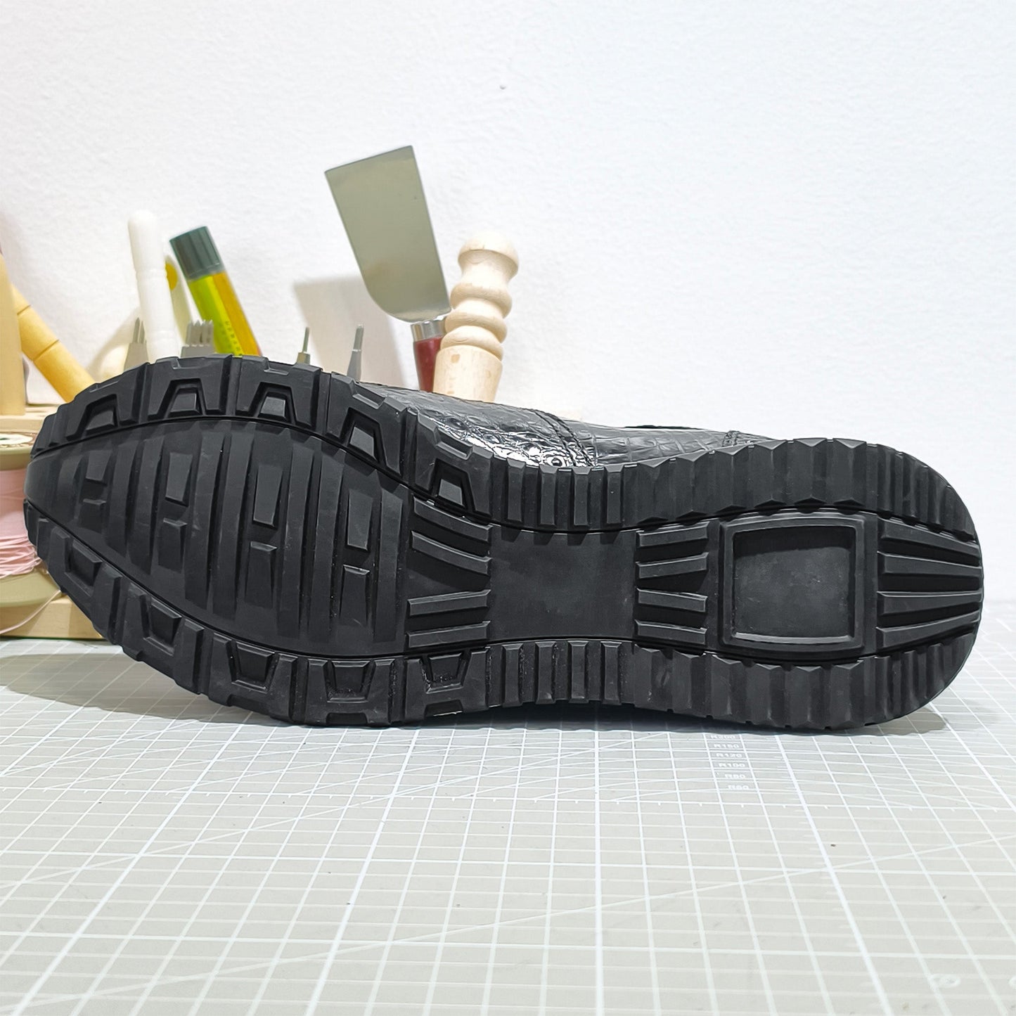 Handmade Genuine Alligator Leather Sneakers, Glossy Black – Statement Metal Accents & Luxe Casual Style Shoes