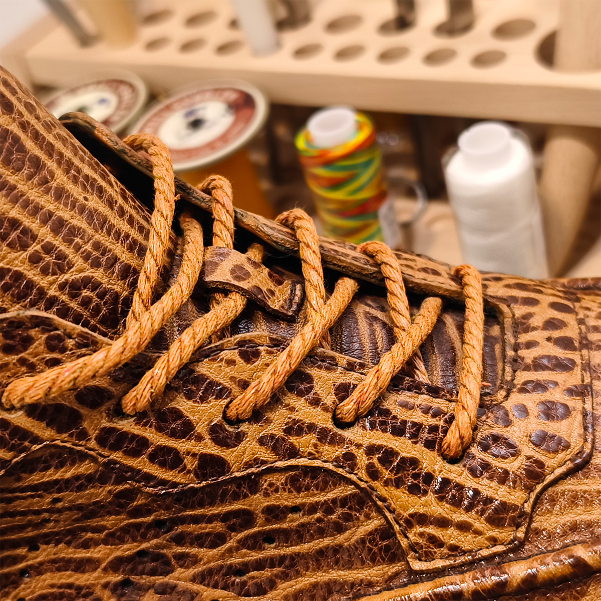 Handmade Genuine Bison Leather Sneakers, Tan Textured with Full-Wrap Sole & Ultra-Light Base