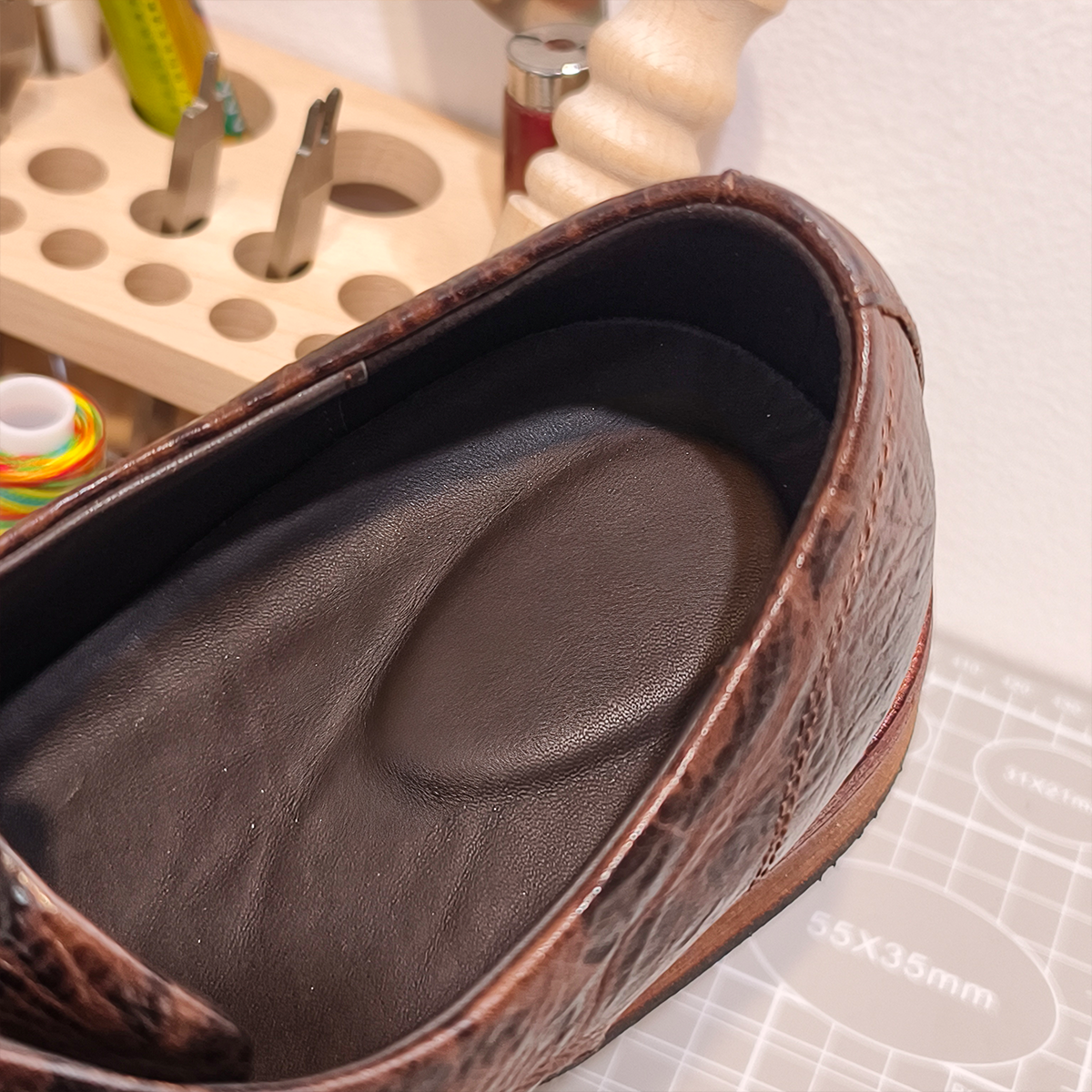 Handmade Genuine Bison Leather Oxford Shoes, Dark Brown Textured