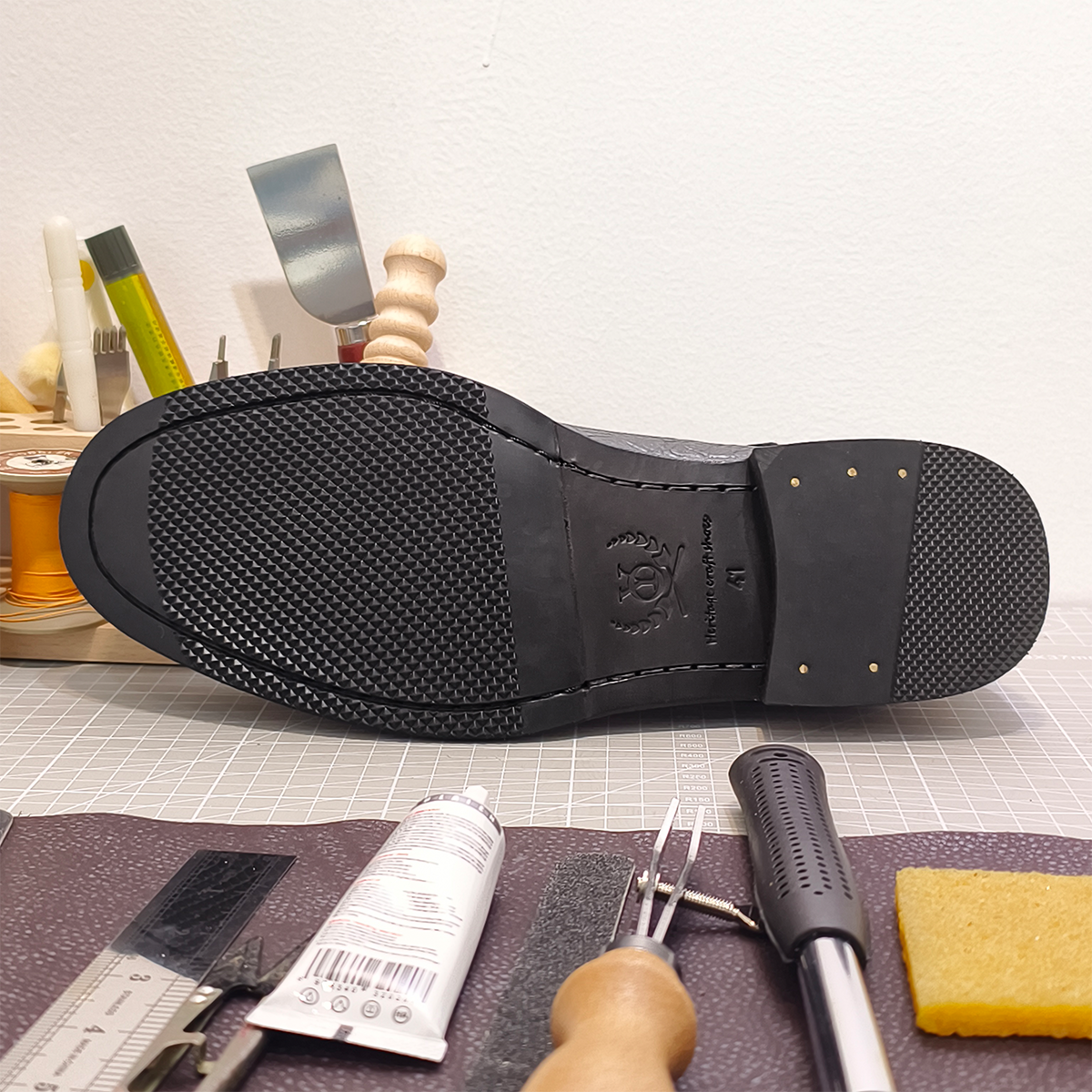 Handmade Genuine Bison Leather Oxford Shoes, Sleek Black Textured