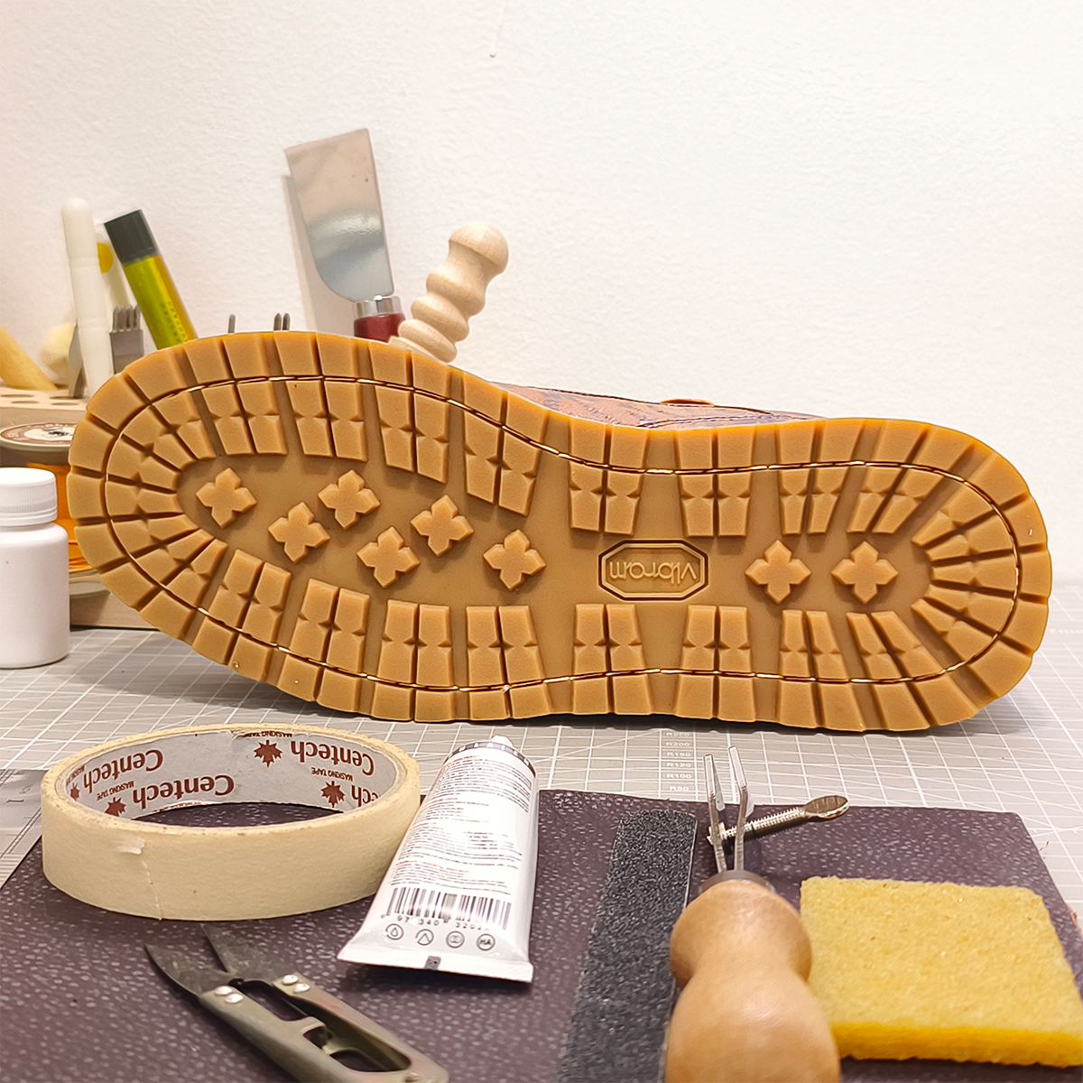 Handmade Genuine Bison Leather Sneakers, Brown Leopard Pattern with Chunky Sole