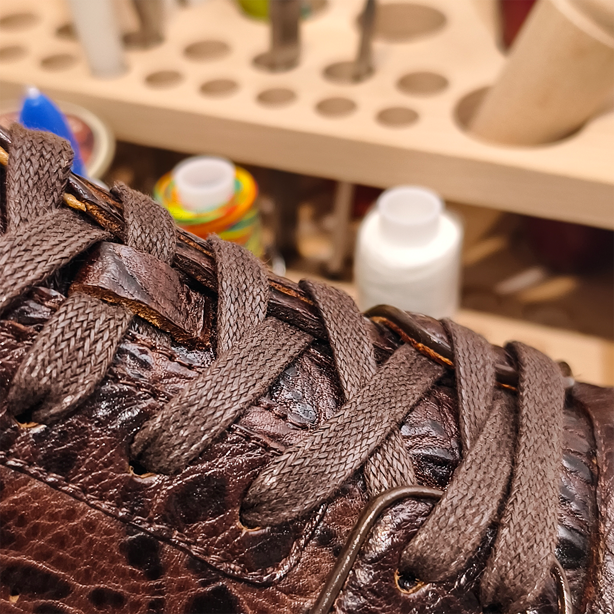 Handmade Genuine Bison Leather Sneakers, Dark Brown Textured with Chunky Sole