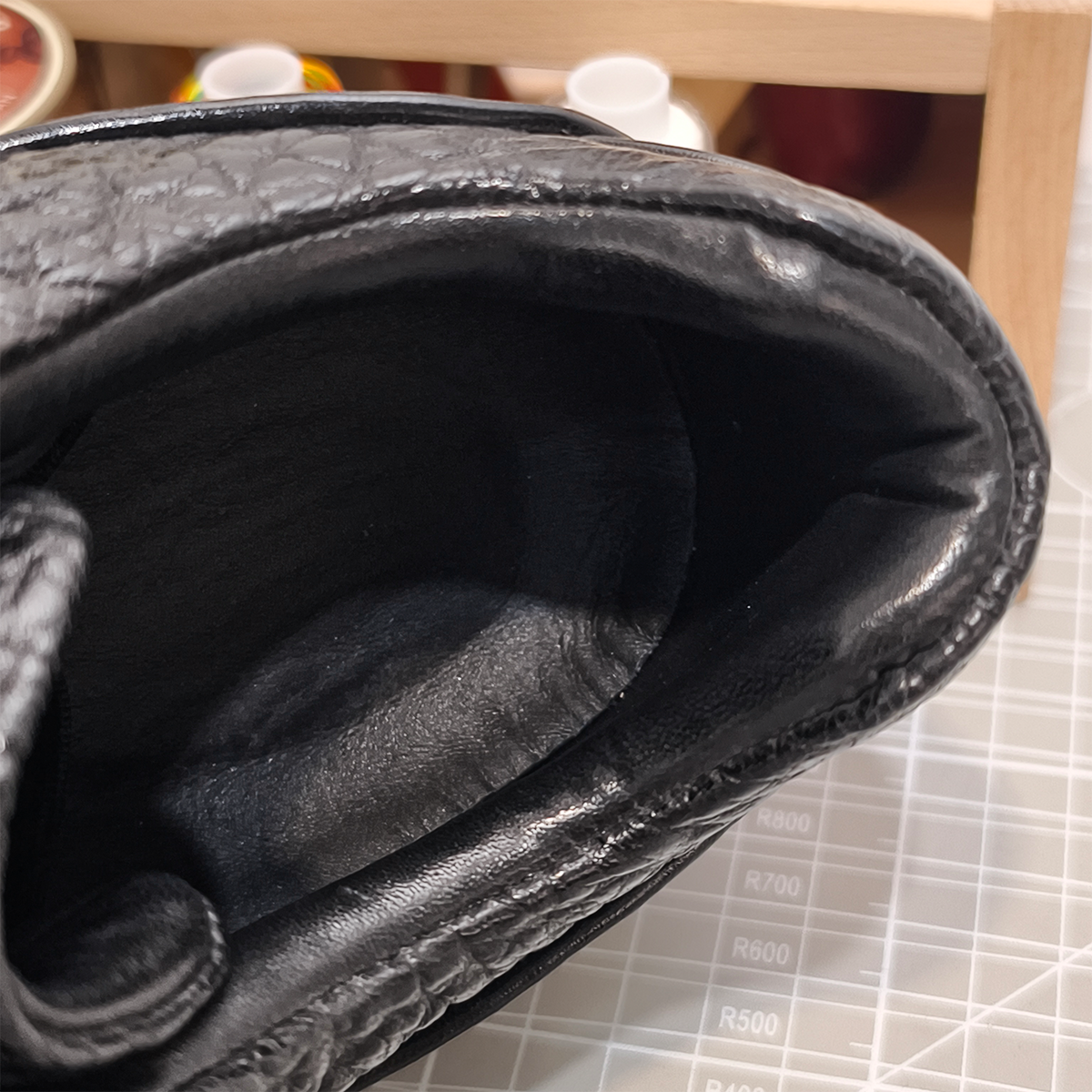 Handmade Genuine Bison Leather Sneakers, All-Black Textured Shoes with Chunky Sole