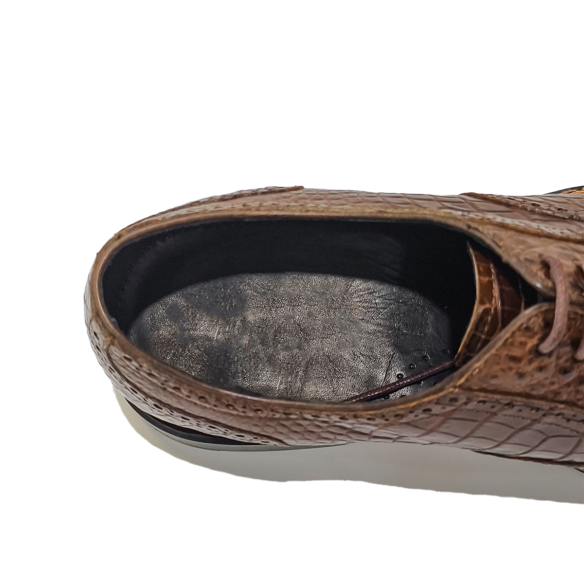 Handmade Alligator Leather Brogue Oxford Shoes, Black Dress Shoes with Norwegian Sewing Craft Sole