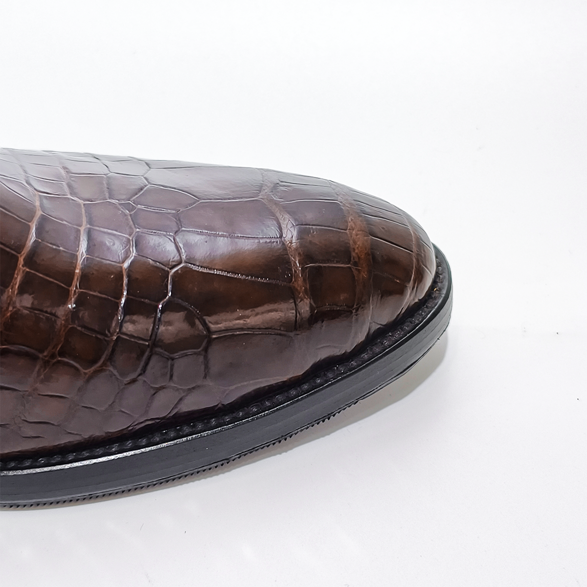 Handmade Genuine Alligator Leather Loafers, Rich Brown with Artisanal Stitching