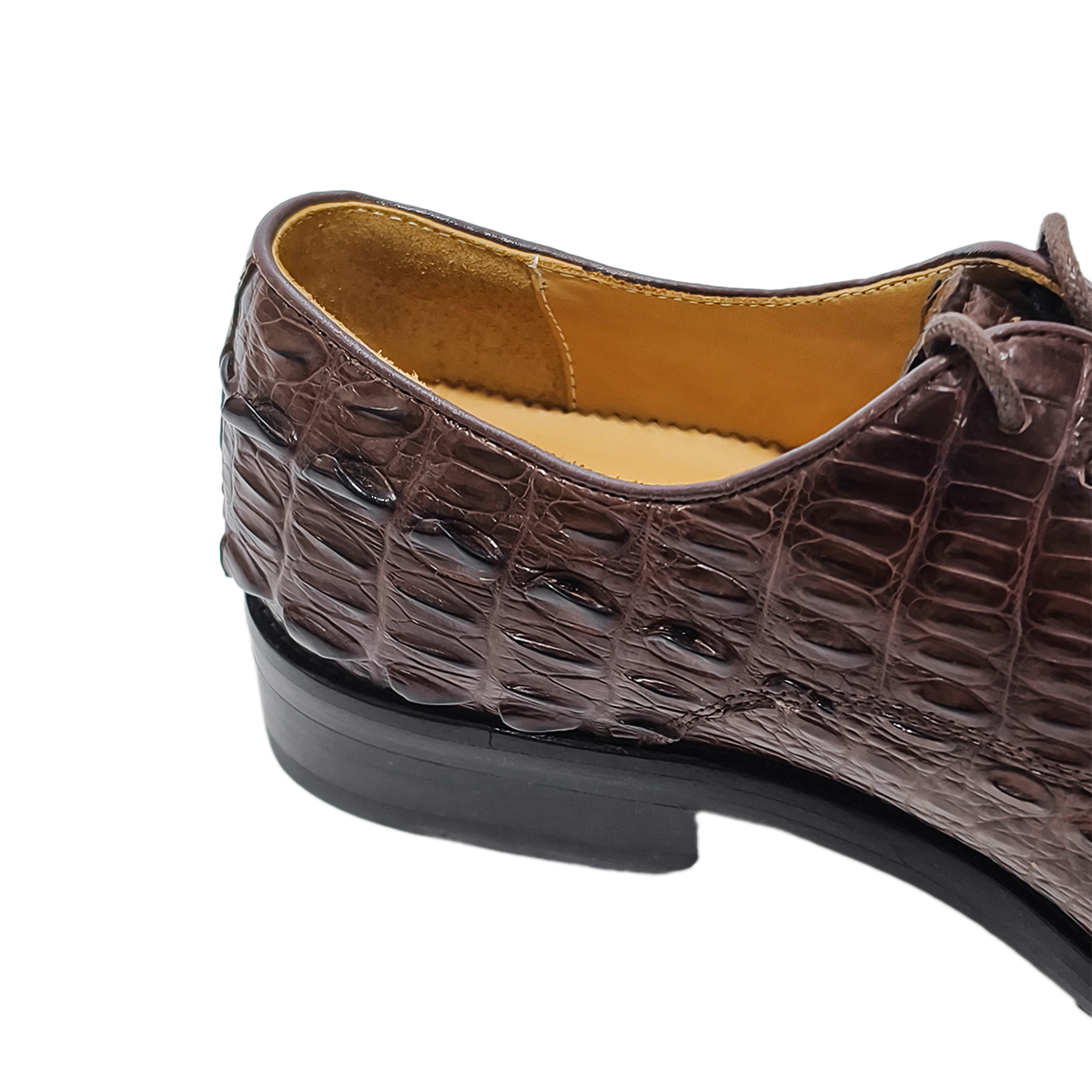 Handmade Genuine Alligator Bone Leather Derby Shoes, Rich Brown Business Dress Shoes