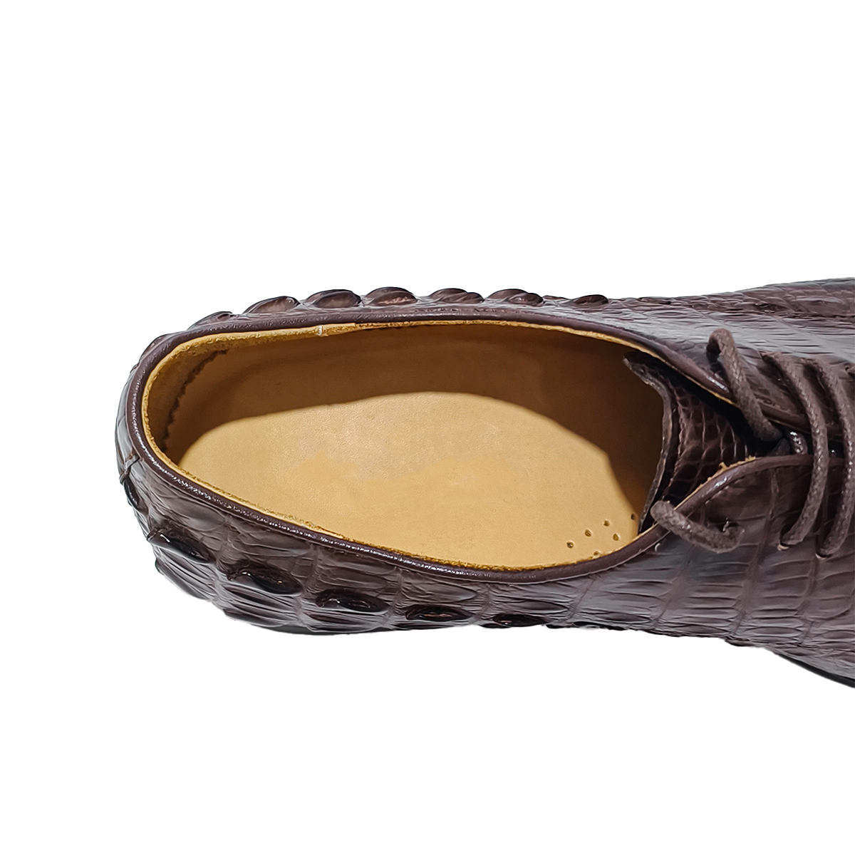 Handmade Genuine Alligator Bone Leather Derby Shoes, Rich Brown Business Dress Shoes