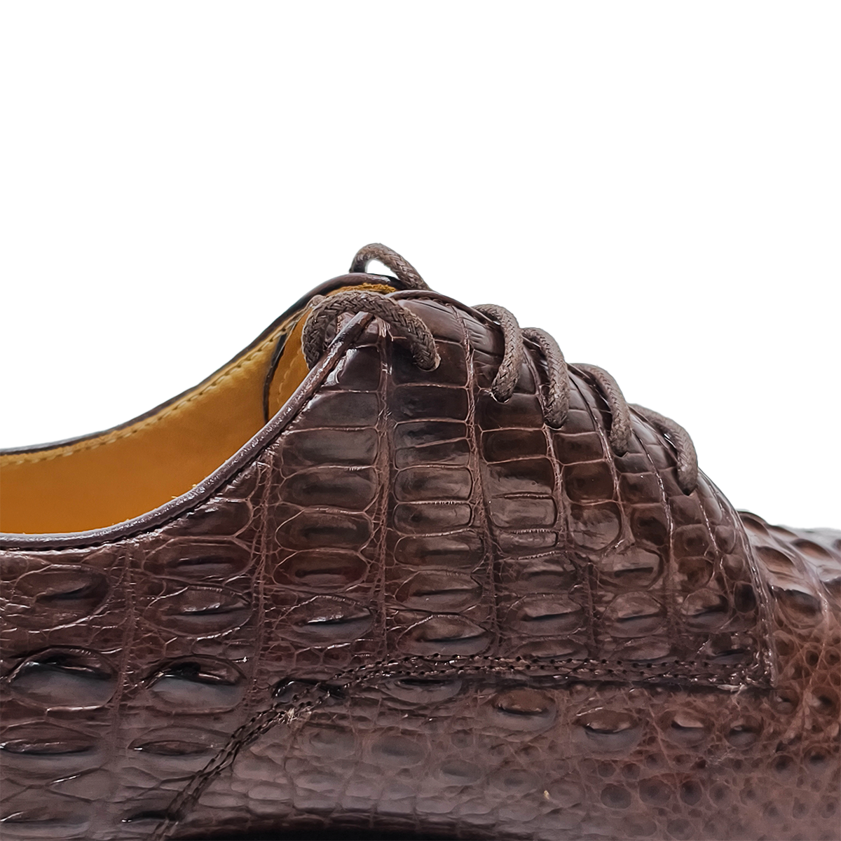 Handmade Genuine Alligator Bone Leather Derby Shoes, Rich Brown Business Dress Shoes