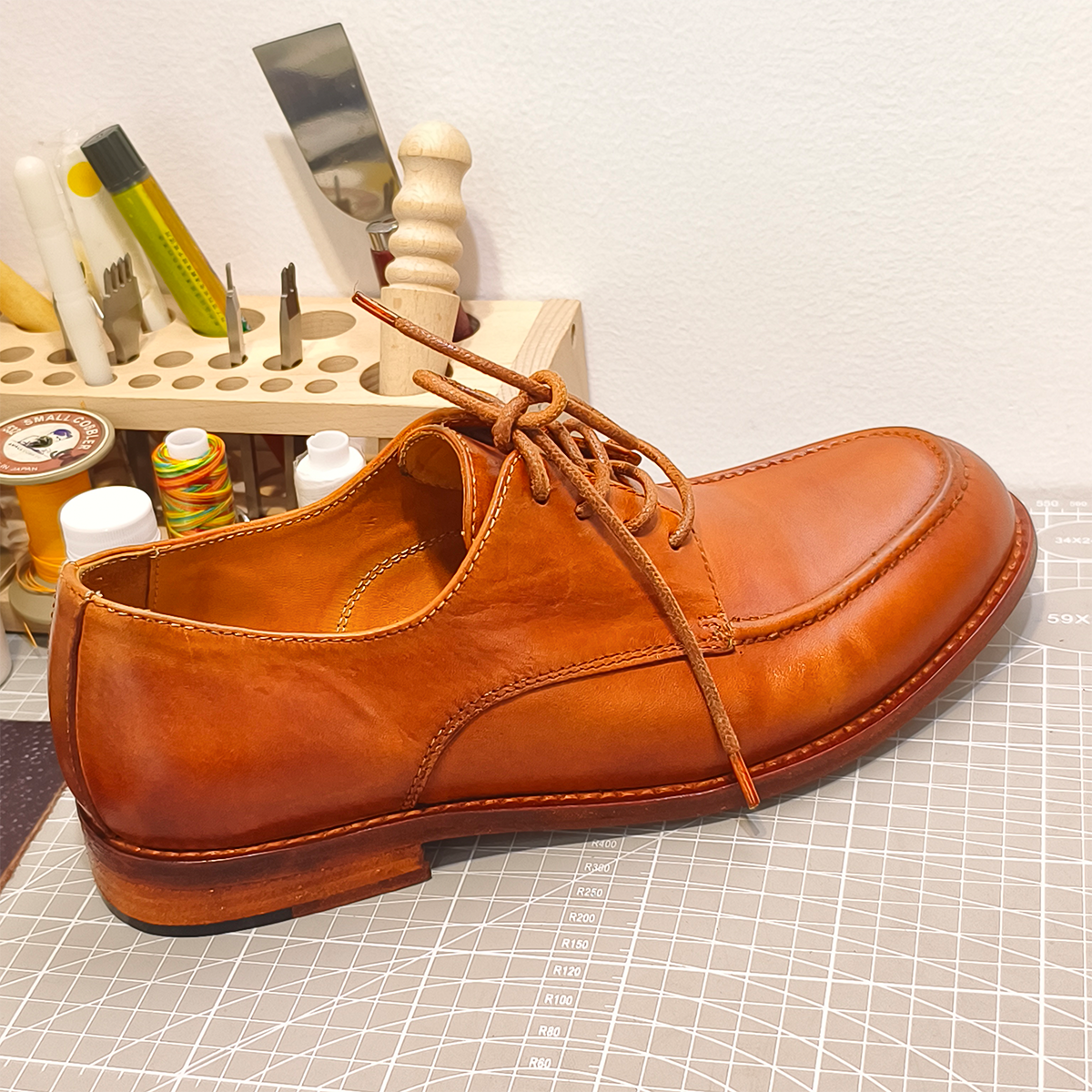 Handmade Genuine Horse Leather Oxford Shoes, Rich Tan Design with Real Leather Sole