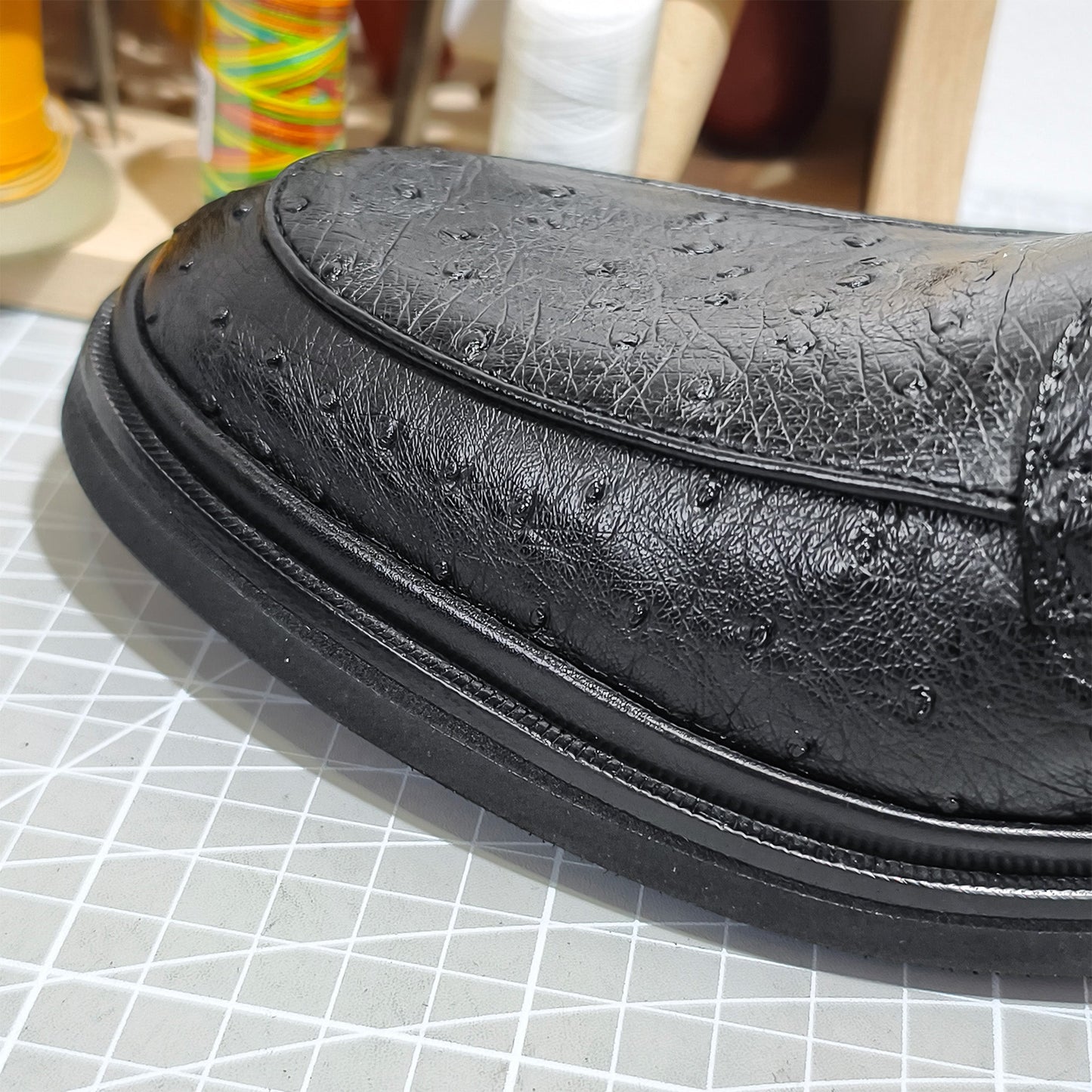 Handmade Genuine Ostrich Leather Oxford Shoes, Rich Brown – Branded Sole & Dual Color Options